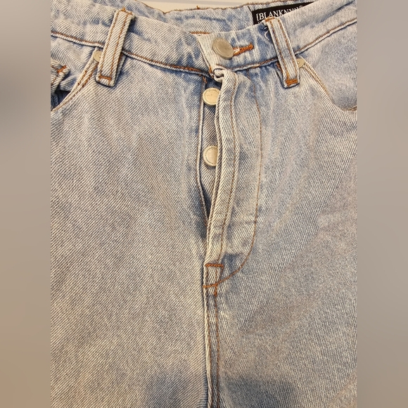 Blank NYC Size 27 The Baxter Rib Cage Straight Leg Button Fly Blue White Jeans - Picture 2 of 9